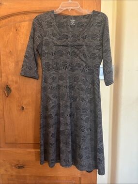 Toad&Co Gray Patterned Long-Sleeve Fit & Flare Dress